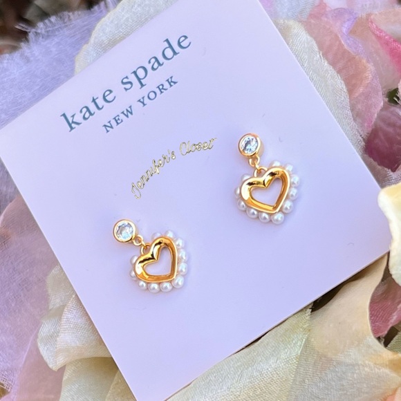 KATE SPADE ♠️ Pearl Heart Drop Earrings - Picture 8 of 10